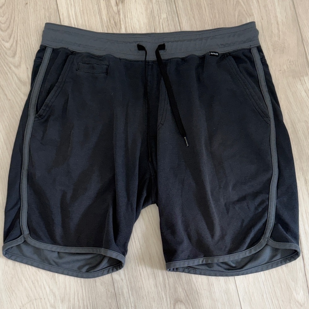Hurley Men's Charcoal and Black Athletic Shorts